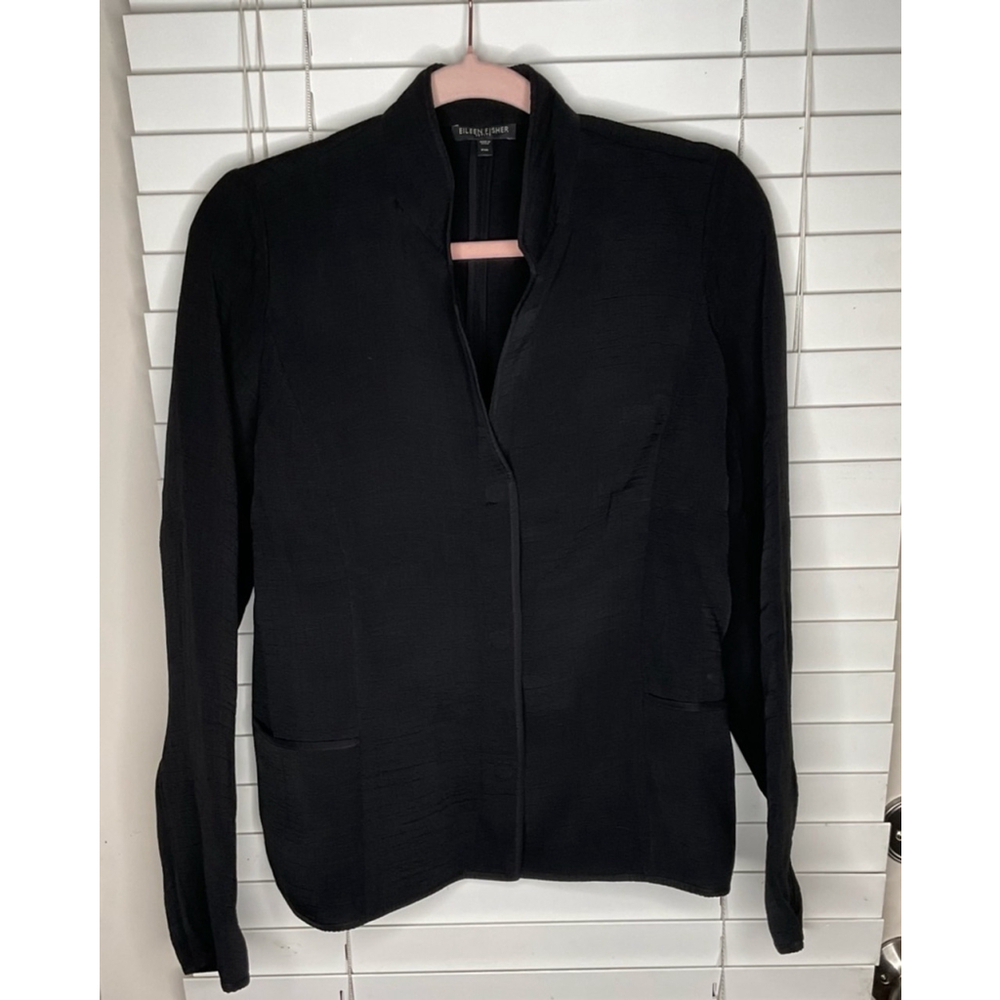 Women's Eileen Fisher Blazer, PM, Black, Silk Blend